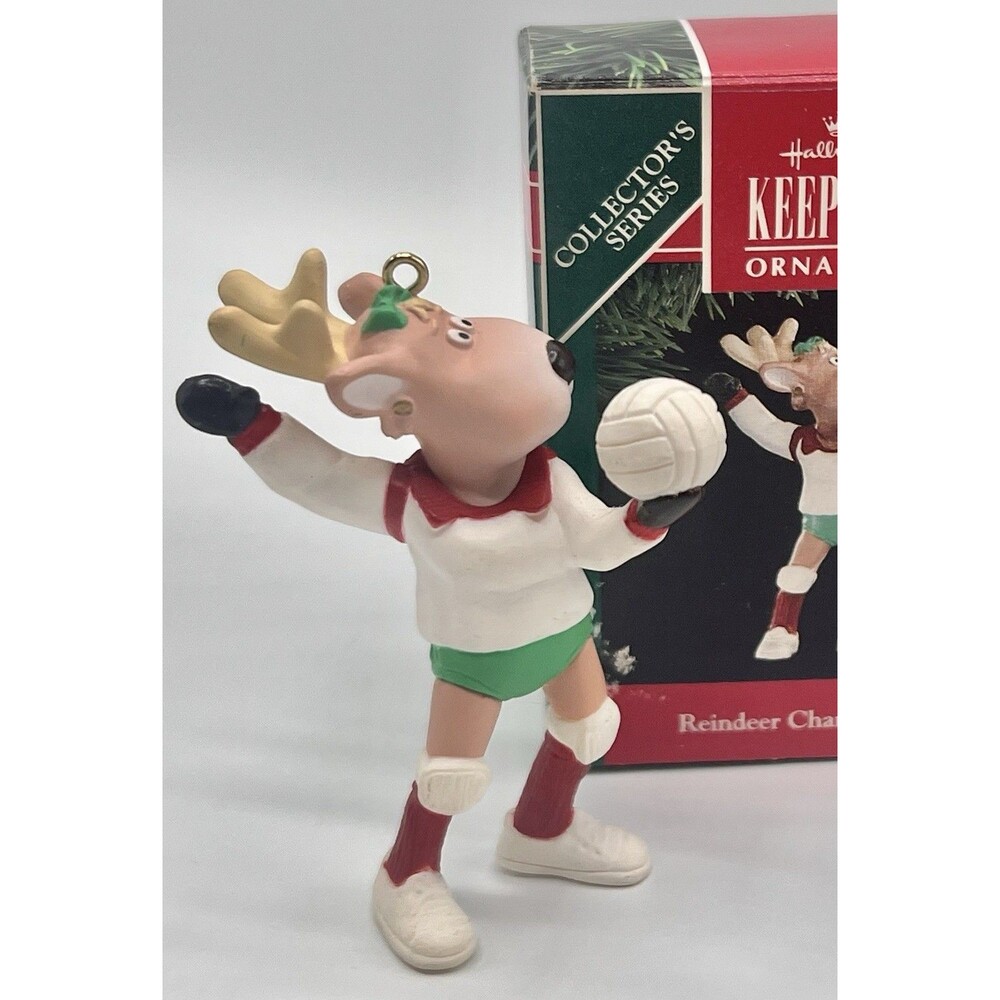 Vintage 1991 Volleyball, Ornament Hallmark Keepsake Reindeer Champs